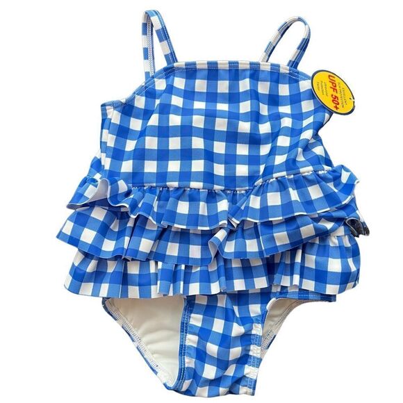 Tucker + Tate Other - Tuck + Tate blue white gingham ruffle swimsuit baby girl size 3 months